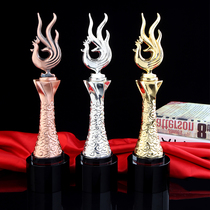 Rain Heen Crystal Trophy Metal Chicken Zodiac Zodiac Done Creative Gift Memorabilia Authorization Card to Customize Medals