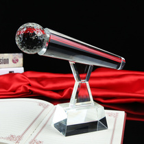 Golden Mic Music Microphone Trophy Singer Speech Contest Mcbully Singing Competition Crystal Trophy