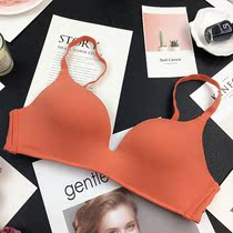 Summer one-piece incognito sexy non-rimless solid color underwear womens glossy small chest gathered adjustment bra thin section