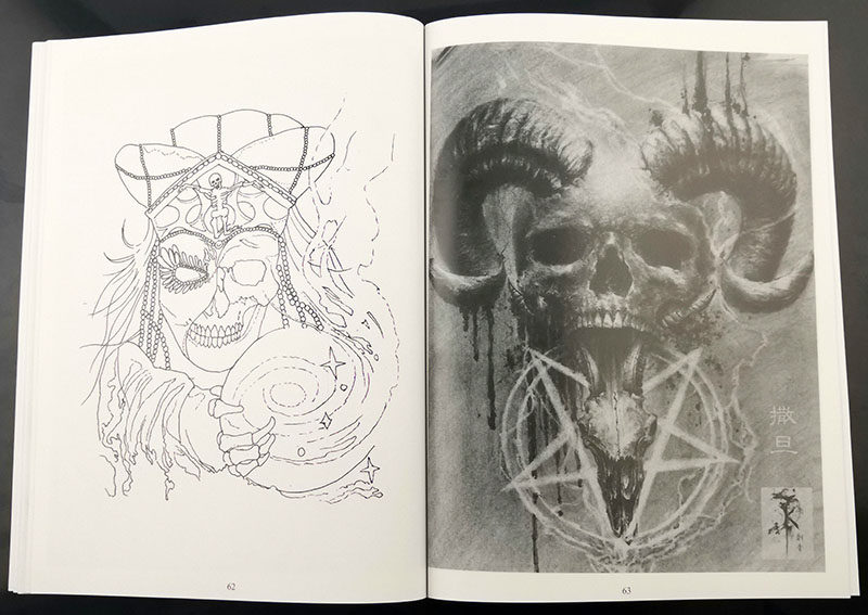 骷髅控纹身手稿法老女巫佛与魔欧美风格耶稣撒旦女巫文身配线稿