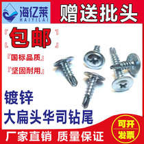 National Standard Cross Huasai drilling tail wire self-tapping dovetail wire large flat head drill iron self-tapping screw M4 2