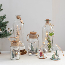 Hromeo Nordic Christmas glass small night light Christmas Snow scene Scene Decorative Tabletop Pendulum Christmas decorations