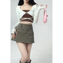 Aunt Barbie Aunt A Half Body Dress Woman 2022 Springtime New High Waist Display Slim Design Sensation Retro Day Ensemble Small Crowdskirt