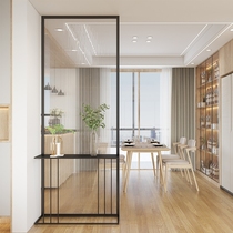 Light luxury Changhong glass screen partition modern simple living room stainless steel simple partition wall solid wood porch decoration