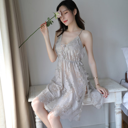 性感睡衣女春秋吊带睡裙情趣蕾丝内衣火辣薄款夏季透明露背公主风-tmall.com天猫