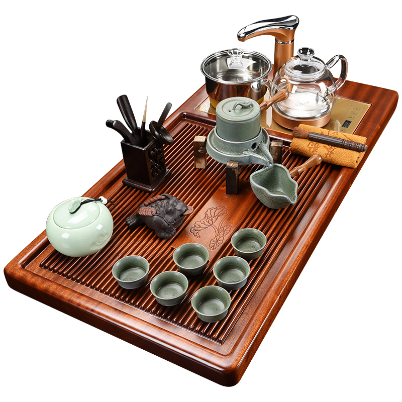 Repeatedly wang zhen hua limu household one solid wood tea tray tea ceramic kung fu tea sets tea set a complete set of living room