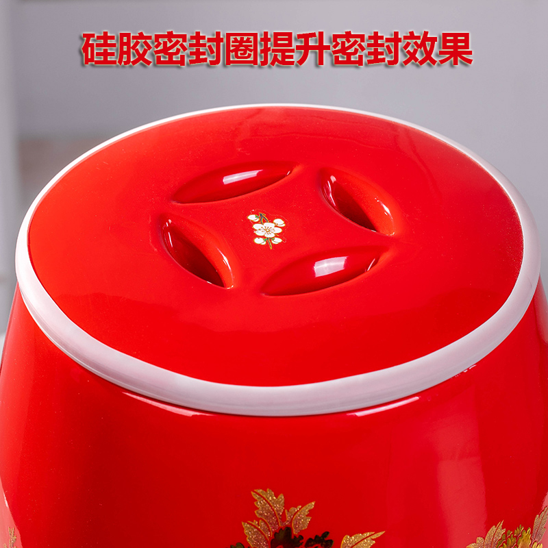 Jingdezhen ceramic barrel household with cover pack ricer box store meter box 10 jins 20 jins seal storage tank is moistureproof insect - resistant