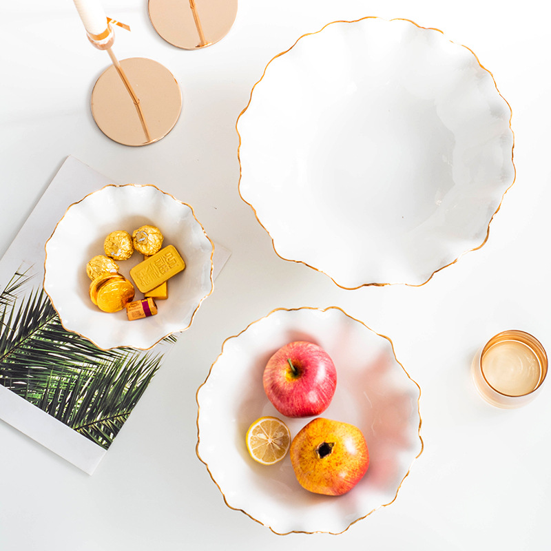 European ceramic candy dishes light key-2 luxury home sitting room of modern high - grade fruit bowl dried fruit tray table furnishing articles to receive dish