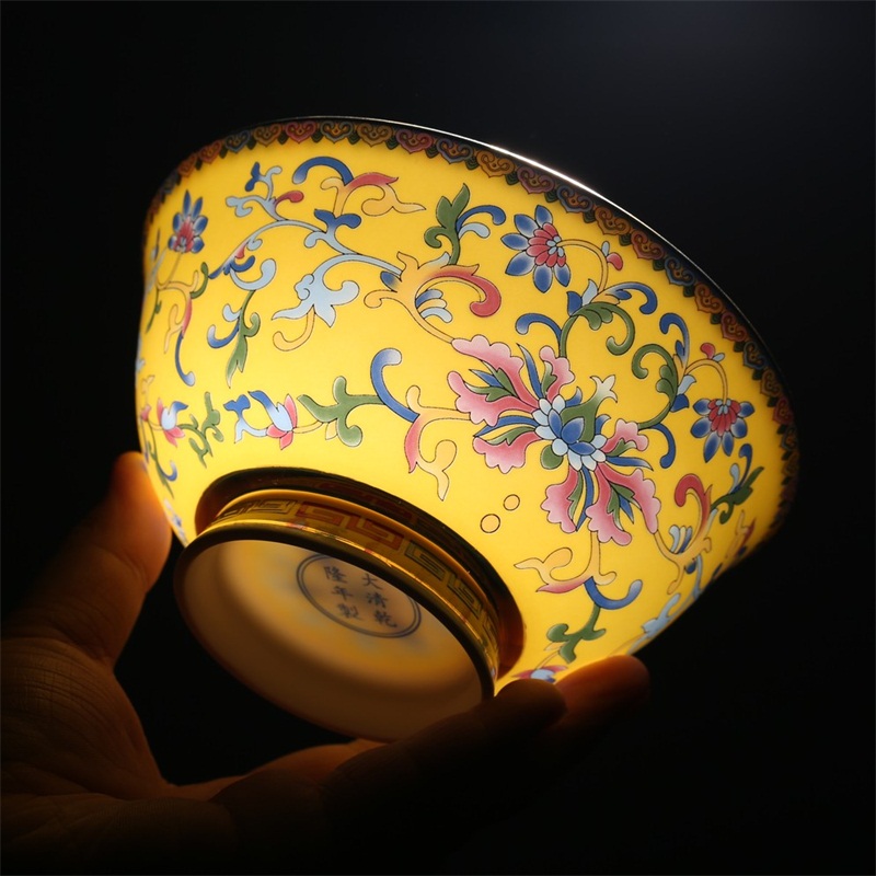 Ipads porcelain bowl with single hand paint edge rainbow such as bowl of porridge to use tall bowl of soup bowl Chinese style of the ancients tableware bowls