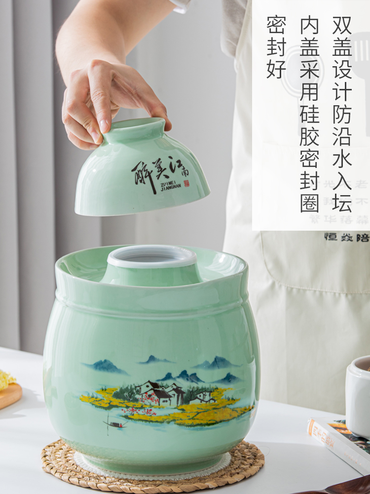 The Pickle jar of household ceramic seal tank sichuan Pickle jar of old earthenware thickening sauerkraut Pickle jar jar