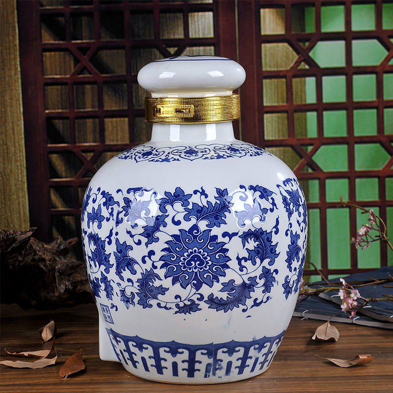 Jingdezhen porcelain jars ceramic household sect wine yellow wine wine liquor cylinder seal wine bottles of wine bottle