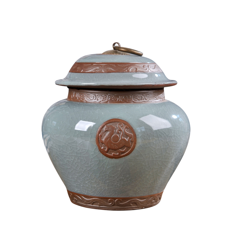 Jingdezhen calving violet arenaceous sealed container storage caddy fixings medicine Chinese traditional medicine to receive tank tea accessories loose tea boxes