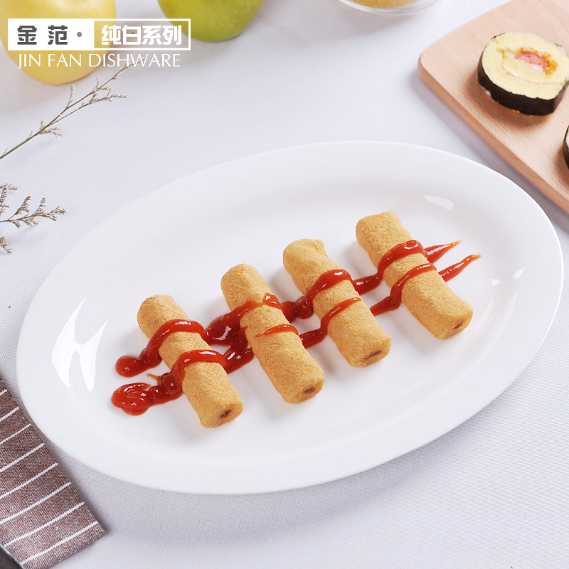 Jingdezhen porcelain white creative ipads fish dish steak dinner plate long oval plate hotel household ceramic tableware