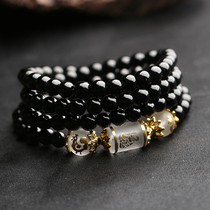 Korean version of the bead string couple mens bracelet Male Obsidian personality hand string trendy men wrist jewelry Boys jewelry accessories