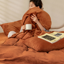 High-end Milk Suede Thickened Coral Suede Four Pieces Winter Warm Flannel velvet Skin Naked Bedtime Bedding bedding