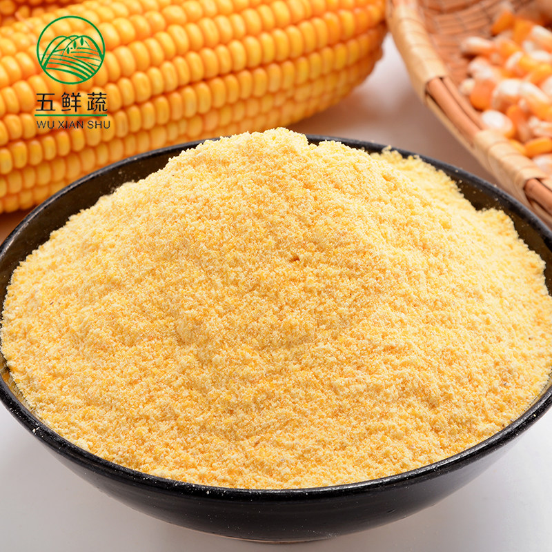五鲜蔬 农家自种脱皮石磨熟玉米粉窝窝头杂粮棒子面玉米面5斤包邮