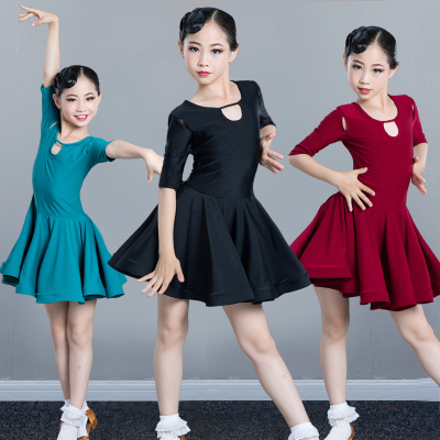 Children's Latin dance skirt girl's Latin dance practice clothes short sleeve girl's dance competition dress