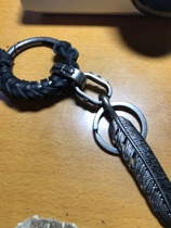 Spot big feather carabiner leather keychain key ring bag pendant