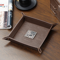 American vintage household jewelry plate Dresser storage plate Ring tray Leather entrance key desktop glove box