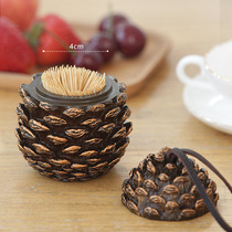 Nordic ins creative pinecone toothpick box Cotton swab jar toothpick tube Cute desktop household portable net red storage box
