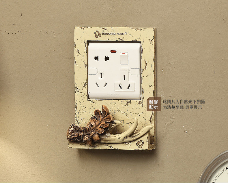 Креативные наклейки 绿朵 现代松果树脂开关贴家居客厅卧室插座保护套墙壁装饰墙贴 Green Flower