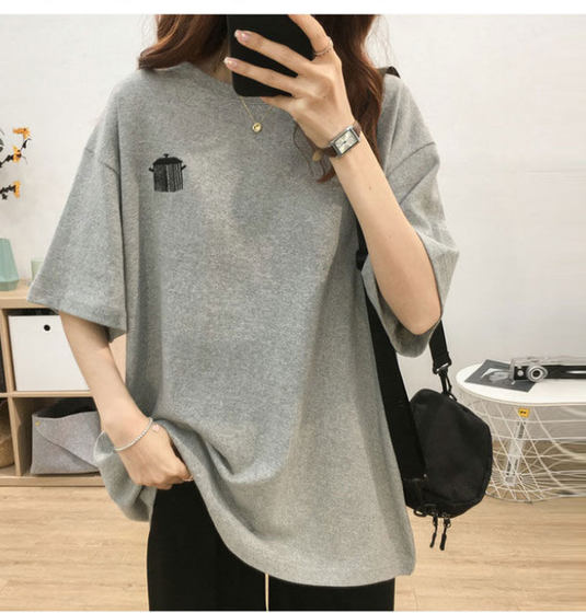 다양한 좋은 것들 반팔 티셔츠 여성 한국어 버전 느슨한 라운드 넥 코튼 조수 모든 경기 인쇄 셔츠 남성 커플 모델 다양한 좋은 것들 반팔 티셔츠 여성 한국어 버전 느슨한 라운드 넥 코튼 조수 모든 경기 인쇄 셔츠 남성 커플 모델