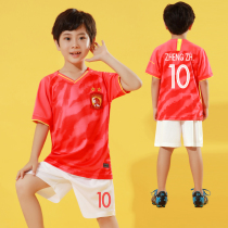 Guangzhou Evergrande childrens short-sleeved football shirt suit Zheng Zhi 8 Paulinho 9 Taliska football shirt mens team uniform