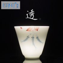 ronkin single Cup ceramic hand-painted Kung Fu Tea Cup deHua white porcelain tea master Cup creative simple toast Cup