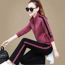 Wide leg pants sportswear suit women spring and autumn 2021 New Fashion thin foreign style running casual clothes two-piece set