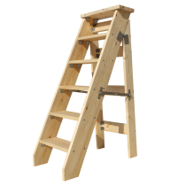 Solid wood ladder widened and thickened household one-side ladder rack wooden folding chair climbing ladder five-step attic stairs