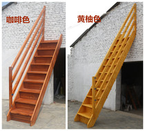 Wooden ladder household wooden ladder climbing ladder indoor ladder with handrail 45 degree custom attic wooden staircase