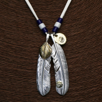 Bull blunt Seiko Yu Wenle Necklace 925 pure silver 18K gold Indian feather pendant