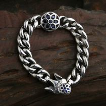 Bull Blunt Seiko Gooadart Classic Cherry Blossom Bracelet Inlaid Sapphire Bracelet Handmade 925 pure silver