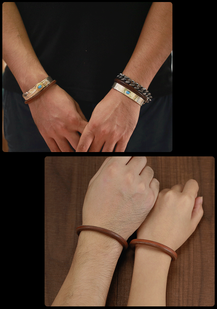 精工 高桥无缝皮手环日本进口枥木手工男女情侣一生之环手镯