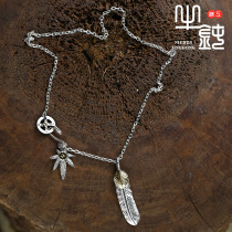 Cattle blunt Seiko Town Shen Wei Yilong with gold feather fine corners necklace 925 pure silver couple