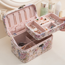 Retro large-capacity jewelry box European Princess double-layer portable accessories storage box put earrings ring necklace box