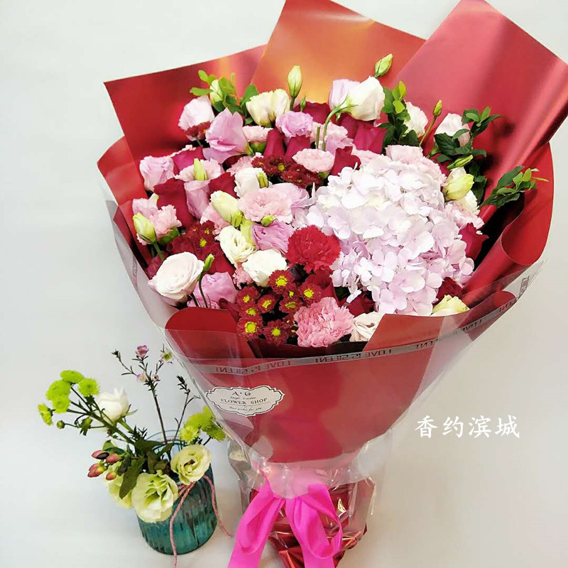 大连鲜花速递同城本地生日闺蜜祝福沈阳鞍山长春绣球桔梗花束热卖_7折