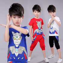 Serootmann short sleeve clothes Spider-Man boy summer clothing T-shirt boy suit handsome gas summer childrens fashion