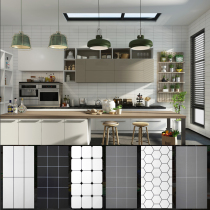 300x600 Nordic style small white brick bathroom black wall tile balcony kitchen tile white wall tile