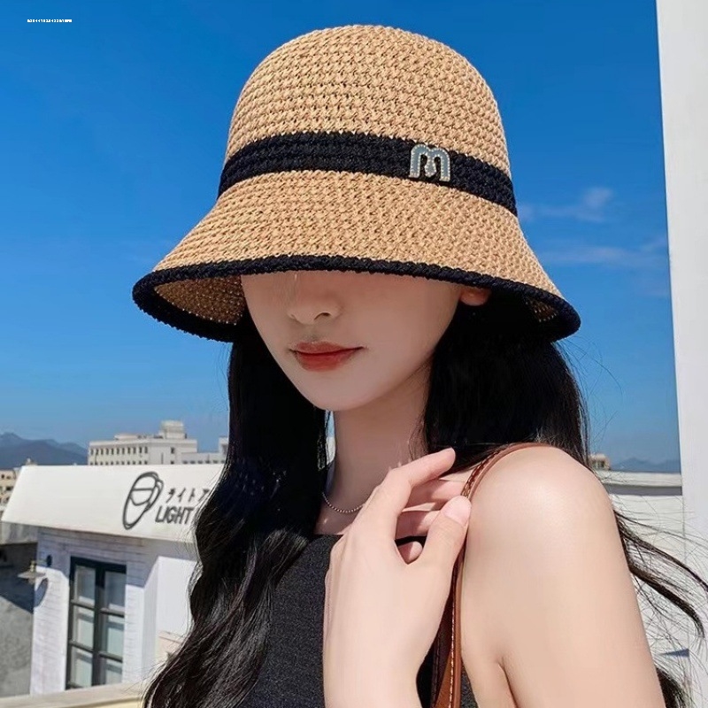 24 Spring and Summer New Hat Female Hollow Mesh Sun-Proof Outdoor Leisure All-Match Bucket Hat Bucket Hat Sun Hat