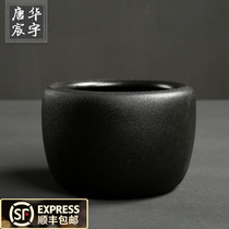 Vintage bowl-shaped cup Wash Jianshui Black pottery Kung Fu tea set Tea residue cylinder Coarse Pottery Shuimeng Japanese Tea set Tea Ceremony accessories