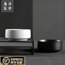 Vintage black pottery thickened tea washing ceramics Jianshui threaded waste water tank Zen Tea Ceremony cup washing Kung Fu tea accessories