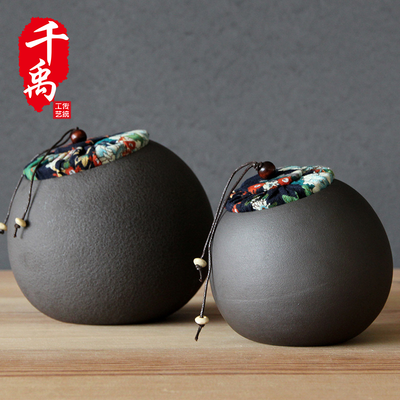 Shadow enjoy coarse pottery caddy fixings large portable storage tank ceramic Japanese kunfu tea POTS tea sealed as cans
