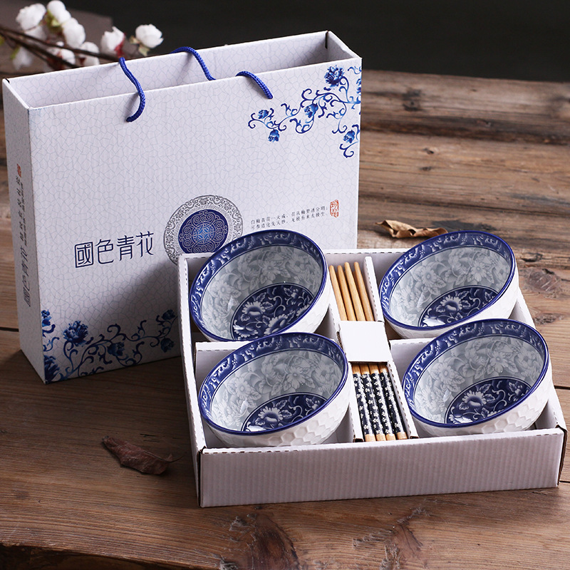 Ceramic dishes household tableware suit eating the food bowl porcelain tableware wedding gift set festival gift custom