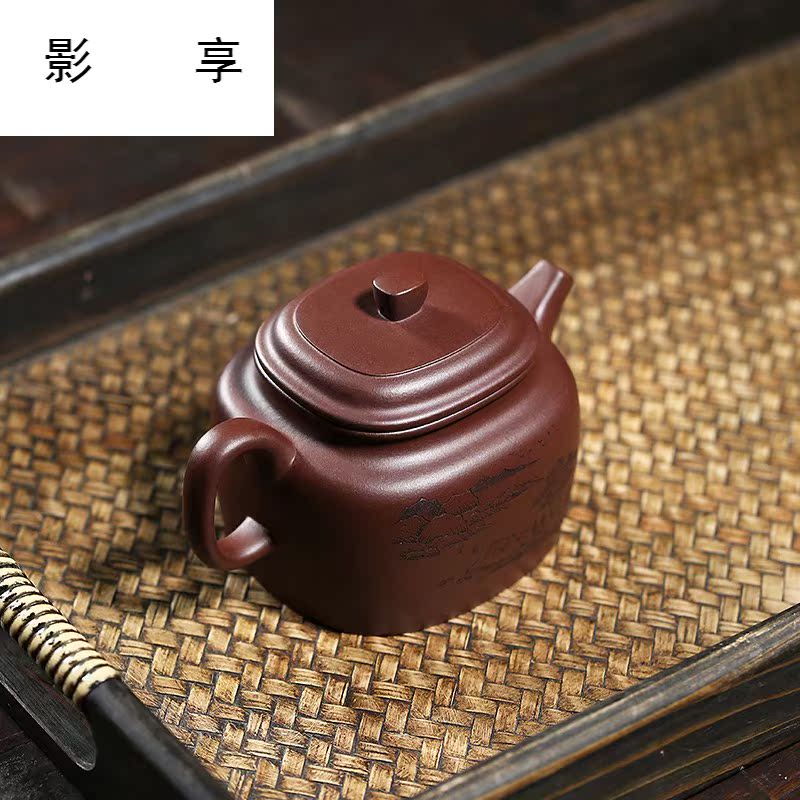 Shadow at yixing masters are it purple clay pure hand - made mixed Fang Dezhong teapot tea set HNYY