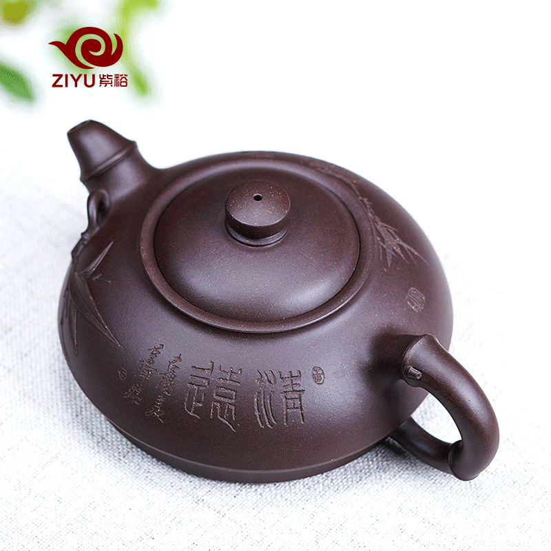 Shadow enjoy ceramic tea pot - it yixing Thomas chan masters green bamboo pot of ore old tea ZY purple clay by hand