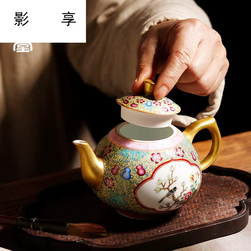 Shadow enjoy ancient jun porcelain teapot jingdezhen porcelain enamel large household tea pot of kung fu tea set