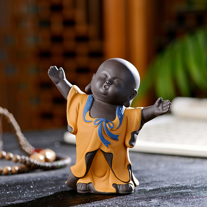 "Shadow enjoy" violet arenaceous the little novice monk furnishing articles furnishing articles small zen monk tea tray can be a lovely tea tea pet play