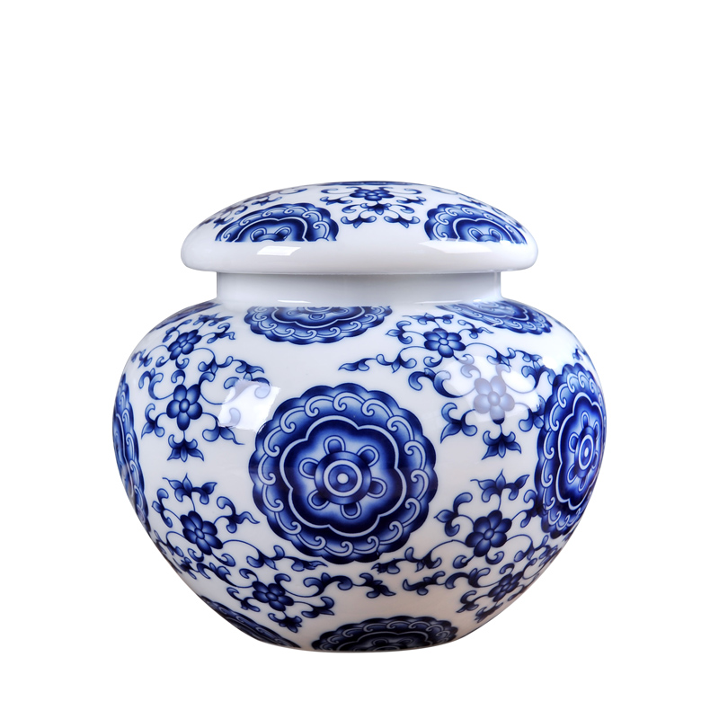 Jingdezhen ceramic tea pot size storage of black tea, green tea caddy fixings household porcelain jar sealing and POTS