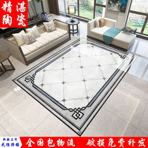 New Chinese grey crystal-clear ceramic tile Living room parquet floor tiles Restaurant Infinite Puzzle Aisle Genguan Styling Tossed Crystal Brick